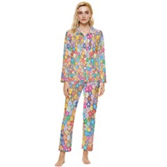 Floral Flowers Womens  Long Sleeve Velvet Pocket Pajamas Set by artworkshop