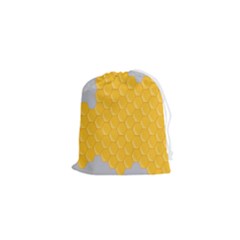 Hexagons Yellow Honeycomb Hive Bee Hive Pattern Drawstring Pouch (xs) by artworkshop