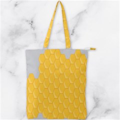 Hexagons Yellow Honeycomb Hive Bee Hive Pattern Double Zip Up Tote Bag by artworkshop