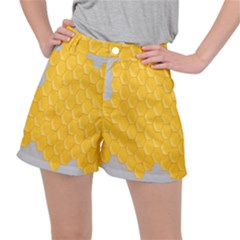 Hexagons Yellow Honeycomb Hive Bee Hive Pattern Ripstop Shorts by artworkshop