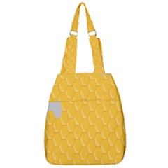 Hexagons Yellow Honeycomb Hive Bee Hive Pattern Center Zip Backpack by artworkshop