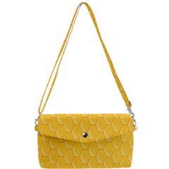 Hexagons Yellow Honeycomb Hive Bee Hive Pattern Removable Strap Clutch Bag by artworkshop