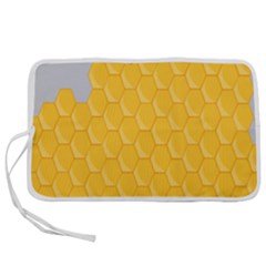 Hexagons Yellow Honeycomb Hive Bee Hive Pattern Pen Storage Case (s) by artworkshop