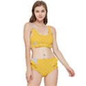 Hexagons Yellow Honeycomb Hive Bee Hive Pattern Frilly Bikini Set View1