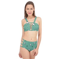 Pandas Pattern Cage Up Bikini Set by artworkshop