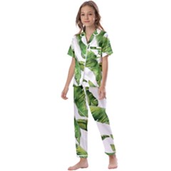 Sheets Tropical Plant Palm Summer Exotic Kids  Satin Short Sleeve Pajamas Set by artworkshop