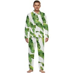 Sheets Tropical Plant Palm Summer Exotic Men s Long Sleeve Velvet Pocket Pajamas Set by artworkshop