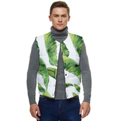 Sheets Tropical Plant Palm Summer Exotic Men s Short Button Up Puffer Vest	 by artworkshop