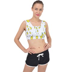 Pattern Lemon Texture V-back Sports Bra by artworkshop