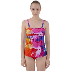 Colorful Painting Twist Front Tankini Set by artworkshop