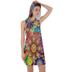 Mandalas Colorful Abstract Ornamental Racer Back Hoodie Dress by artworkshop