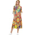 Mandalas Colorful Abstract Ornamental Bow Sleeve Chiffon Midi Dress View1