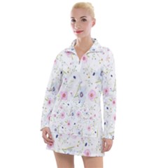 Pattern Flowers Women s Long Sleeve Casual Dress by artworkshop