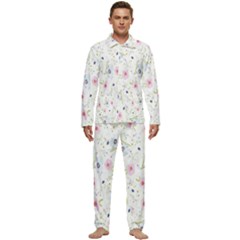 Pattern Flowers Men s Long Sleeve Velvet Pocket Pajamas Set by artworkshop