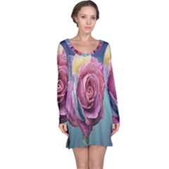 Rose Flower Love Romance Beautiful Long Sleeve Nightdress by artworkshop