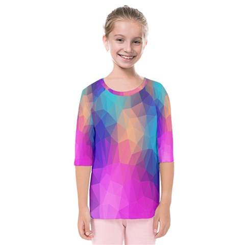 Triangles Polygon Color Kids  Quarter Sleeve Raglan Tee by artworkshop