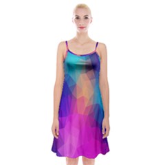 Triangles Polygon Color Spaghetti Strap Velvet Dress by artworkshop