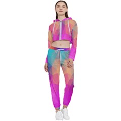 Triangles Polygon Color Cropped Zip Up Lounge Set by artworkshop