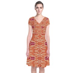 Abstract Pattern Geometric Backgrounds  Short Sleeve Front Wrap Dress by Eskimos