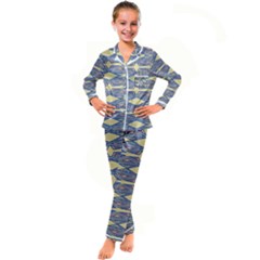 Abstract Pattern Geometric Backgrounds  Kid s Satin Long Sleeve Pajamas Set by Eskimos