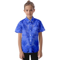 Blue Sky Over The Bluebells Frost Fractal Kids  Short Sleeve Shirt by Artist4God