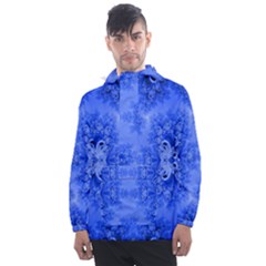 Blue Sky Over The Bluebells Frost Fractal Men s Front Pocket Pullover Windbreaker by Artist4God