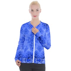 Blue Sky Over The Bluebells Frost Fractal Casual Zip Up Jacket by Artist4God