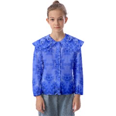 Blue Sky Over The Bluebells Frost Fractal Kids  Peter Pan Collar Blouse by Artist4God