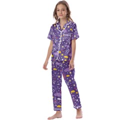 Pattern-cute-clouds-stars Kids  Satin Short Sleeve Pajamas Set by Jancukart