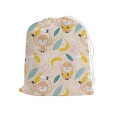 Cute-monkey-banana-seamless-pattern-background Drawstring Pouch (xl) by Jancukart