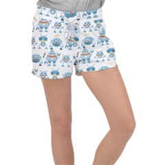 Seamless Pattern With Funny Robot Cartoon Velour Lounge Shorts by Jancukart