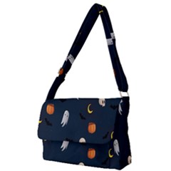 Halloween Ghost Pumpkin Bat Skull Full Print Messenger Bag (l) by artworkshop