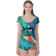 Leaves Tropical Exotic Boyleg Leotard  by artworkshop