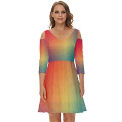 Colorful Rainbow Shoulder Cut Out Zip Up Dress by artworkshop