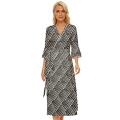 Grid Wire Mesh Stainless Rods Metal Midsummer Wrap Dress by artworkshop