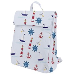 Lighthouse Sail Boat Seagull Flap Top Backpack by artworkshop