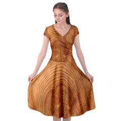 Annual Rings Tree Wood Cap Sleeve Wrap Front Dress by artworkshop