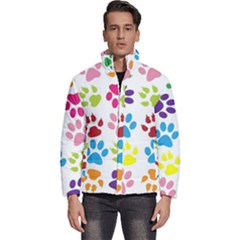 Paw Print Men s Puffer Bubble Jacket Coat by artworkshop