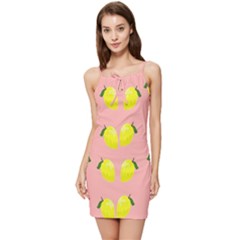 Yellow Lemons On Pink Summer Tie Front Dress by FunDressesShop