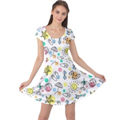 Drawing Pattern Cap Sleeve Dress by artworkshop