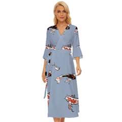 Fish Carp Koi Koi Midsummer Wrap Dress by artworkshop