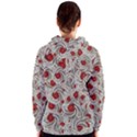 Cream With Cherries Motif Random Pattern Women s Zipper Hoodie View2