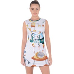 Vector-set-funny-robots-cartoon Lace Up Front Bodycon Dress by Jancukart