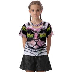 Black-cat-head Kids  Front Cut Tee by Jancukart