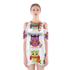 Cartoon-cute-owl-vector Shoulder Cutout One Piece Dress by Jancukart