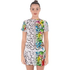 Brain-mind-psychology-idea-drawing Drop Hem Mini Chiffon Dress by Jancukart