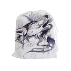 Tattoo-ink-flash-drawing-wolf Drawstring Pouch (xl) by Jancukart