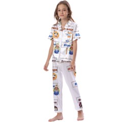 Graphic-smiley-color-diagram Kids  Satin Short Sleeve Pajamas Set by Jancukart