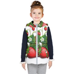 Strawberries-fruits-fruit-red Kids  Hooded Puffer Vest by Jancukart