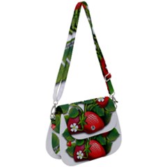Strawberries-fruits-fruit-red Saddle Handbag by Jancukart
